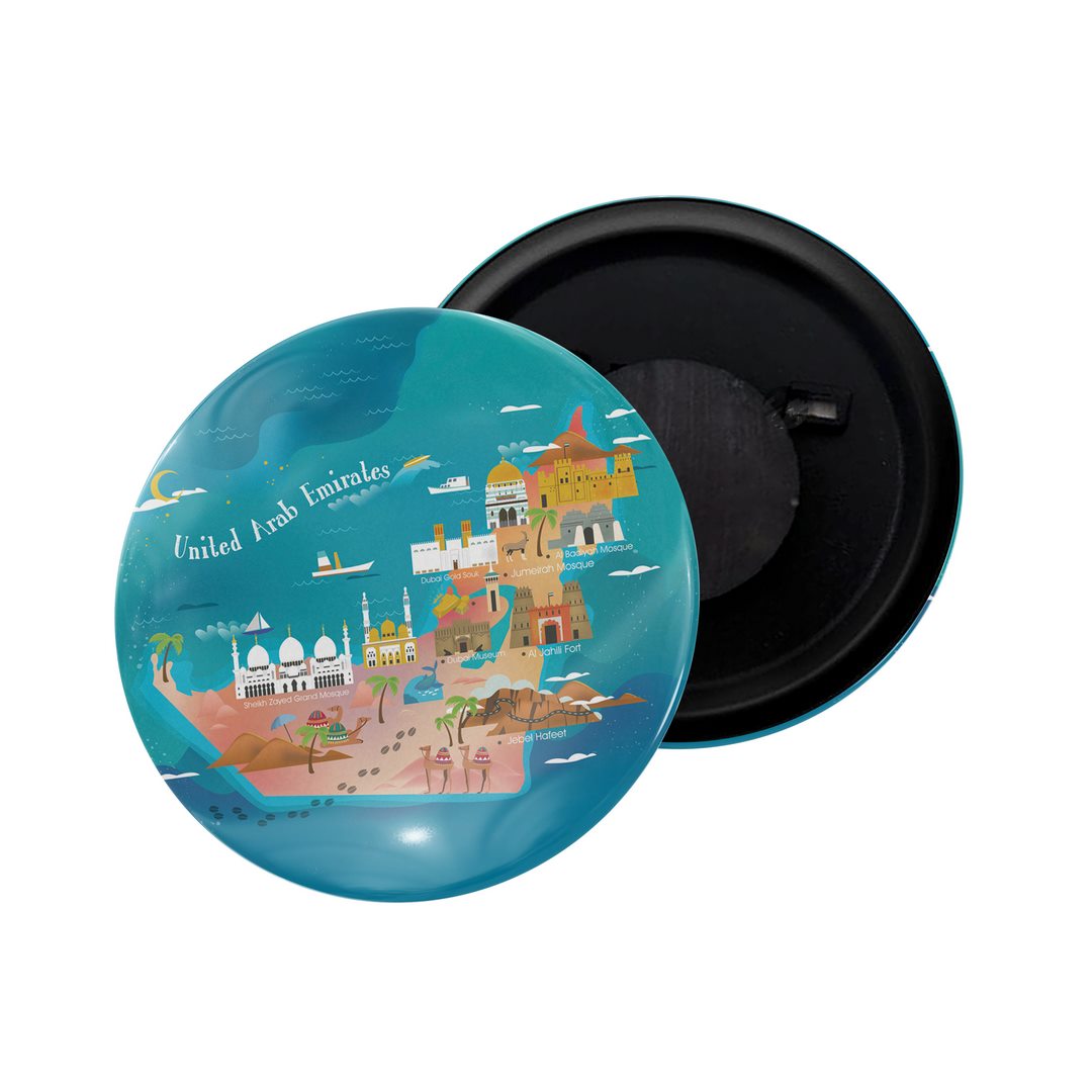 dhcrafts Fridge Magnet Multicolor United Arab Emirates D1 Glossy Finish Design Pack of 1 (58mm)